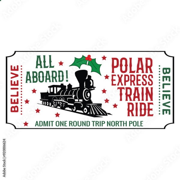 Fototapeta Polar Express Svg, Believe Polar Express Svg Bundle, North Pole Svg, Train Svg, polar express png,polar express ticket, Holiday Sign Svg