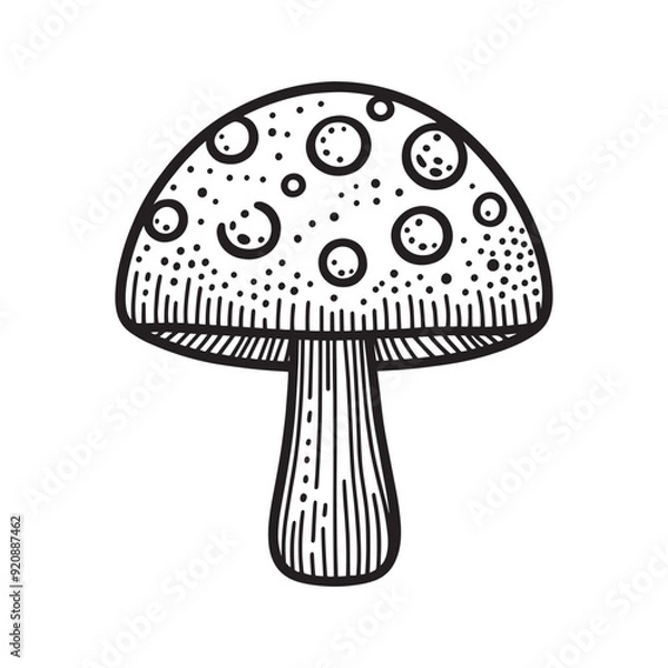 Obraz Mushroom line art Vector Illustration