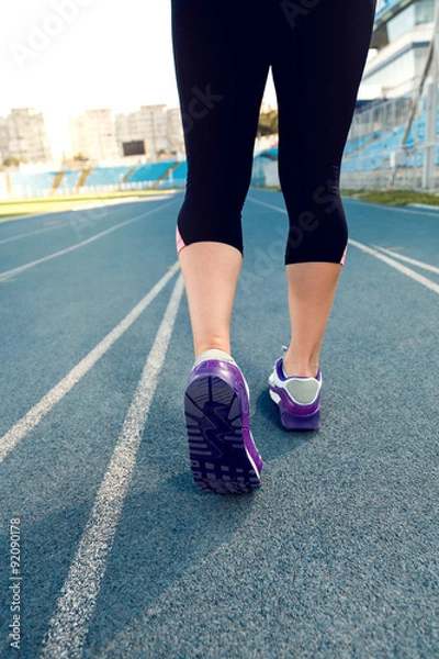 Obraz Runner Feet Running on Stadium Closeup