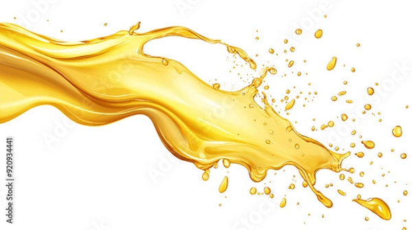 Fototapeta Vibrant Yellow Paint Splash on White Background
