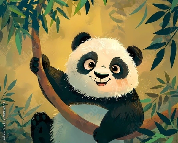Obraz Cute_panda_illustration_playful_and_adorable_bright_colours