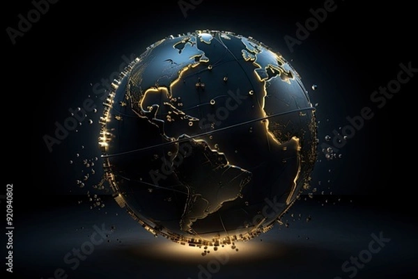 Fototapeta Global Digital Network Interconnecting Devices