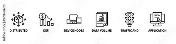 Fototapeta Edge computing banner web icon vector illustration concept with icon of distributed computing, application, device nodes, data volume, traffic and reduce costs