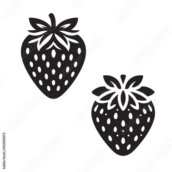 Fototapeta Simple strawberry vector silhouette. strawberry icon isolated on flat background.
