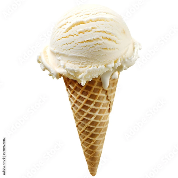 Fototapeta Vanilla cone ice cream Isolated on a white background.