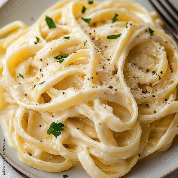 Fototapeta Creamy Fettuccine Alfredo Close-up