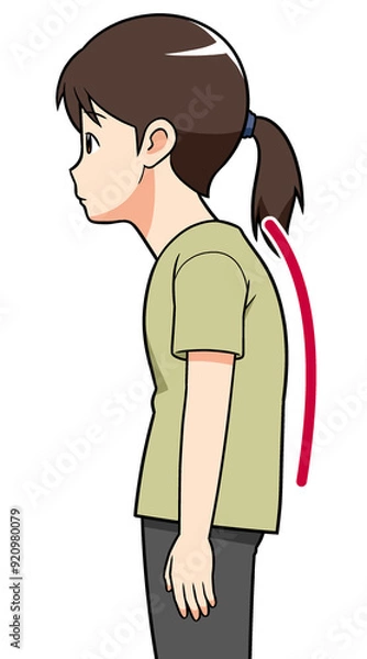 Obraz 猫背　イラスト