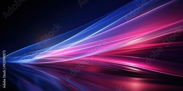 Fototapeta Abstract background with pink and blue glowing lines.