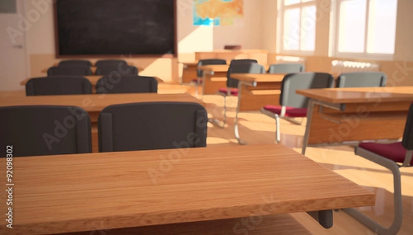 Fototapeta The interior of classroom (3D rendering) 