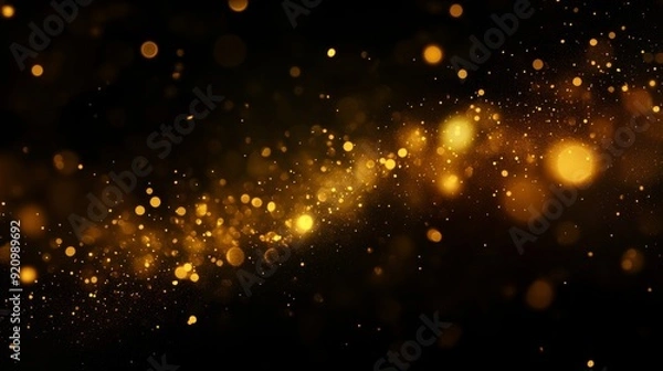 Fototapeta Blurred golden bokeh on black background