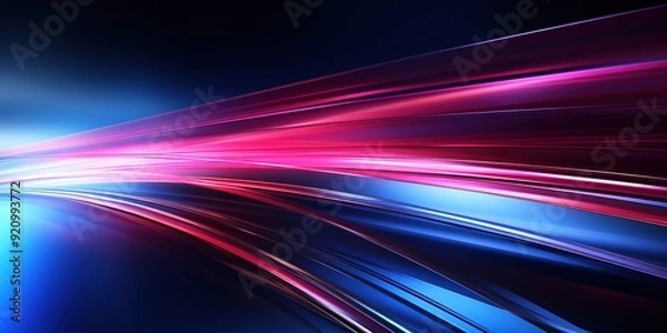 Fototapeta Abstract background with shiny blue and pink curved lines.