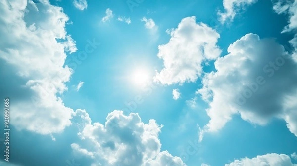 Fototapeta Bright Blue Sky with Clouds