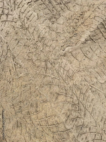 Fototapeta abstract background of tire mark on the ground after the rain