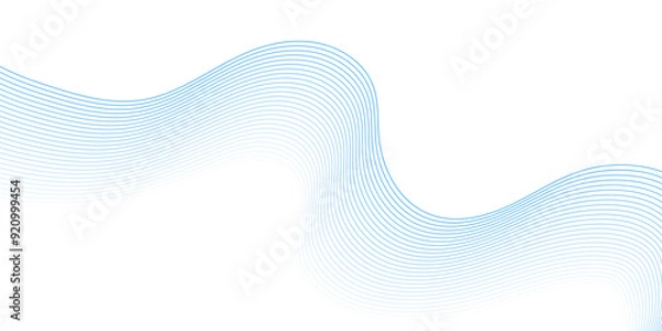Fototapeta Abstract blue line wave background. Technology abstract lines on white background. Undulate Grey Wave Swirl, frequency sound wave, twisted curve lines with blend effect.	
