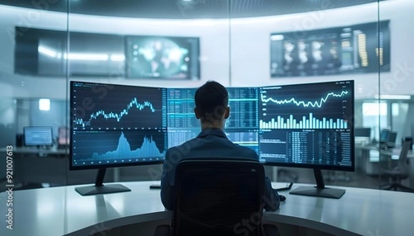 Obraz A Trader Watching Financial Charts