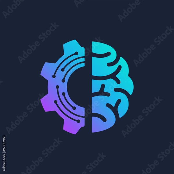 Fototapeta abstract technology logo gear brain