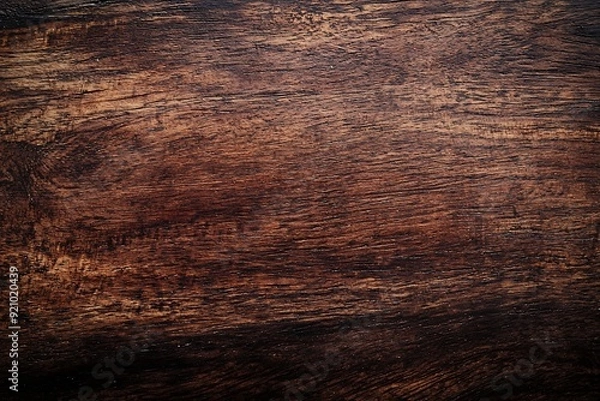 Fototapeta Close-up of rich brown woodgrain with a dark, rustic texture.
