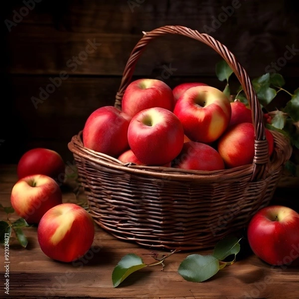 Fototapeta Basket of Freshly Picked Apples