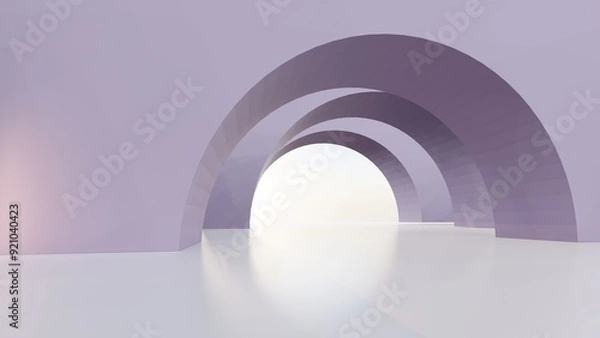 Fototapeta Abstract architecture background arched interior 3d render