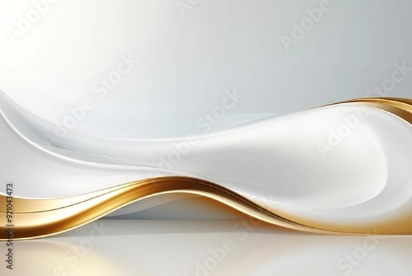 Fototapeta Abstract background with golden and white wavy lines.