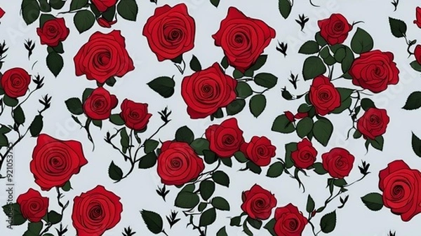 Obraz seamless pattern with red roses
