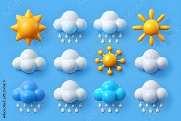 Fototapeta Weather day vector icons.
