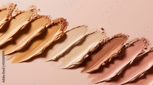 Fototapeta Display swatches of various foundation shades on a clean background