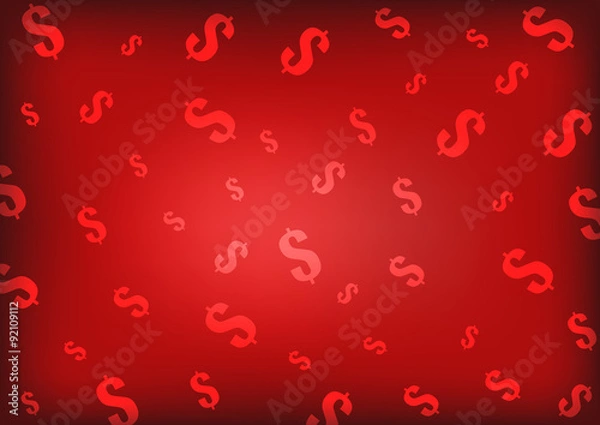 Obraz Vector : Dollars symbol on red background