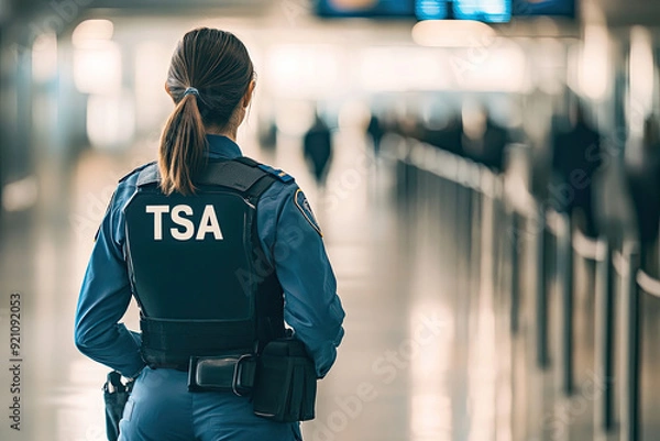 Obraz Agent on Duty at Airport Security Checkpoint