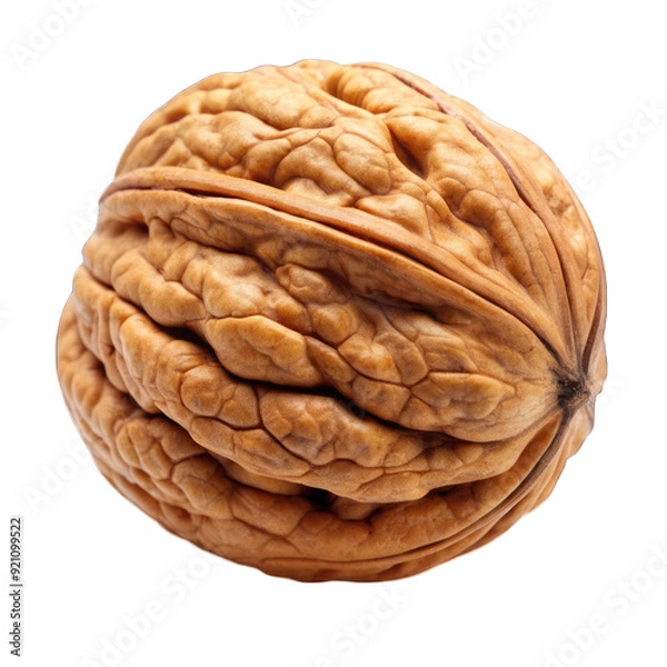 Fototapeta Cracked walnut with nut inside on transparent background