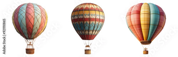 Obraz Hot air balloon set isolated on transparent background