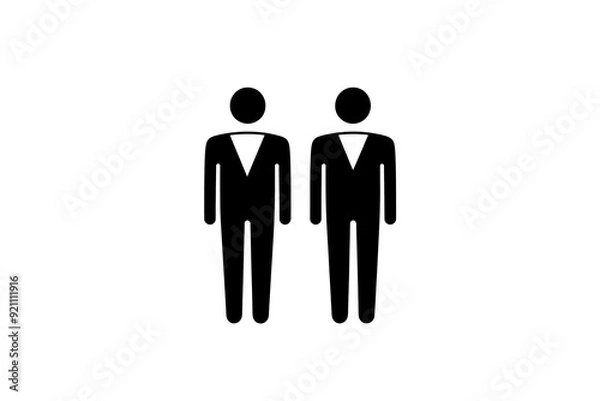 Fototapeta Minimalist Black and White Men Symbol Emoji in Simple Design