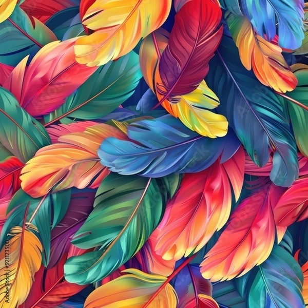 Fototapeta A vibrant abstract pattern of colorful feathers