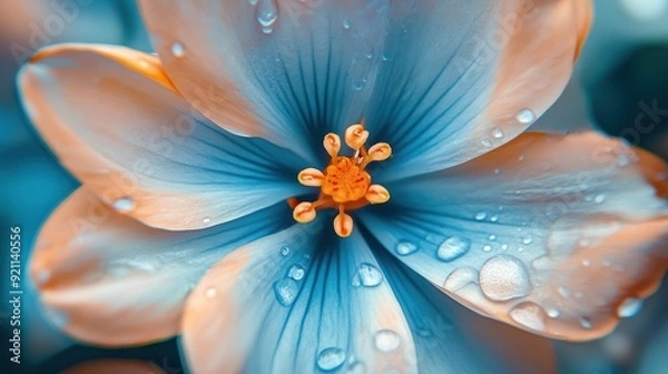 Fototapeta Close-up of a Delicate Flower with Dew Drops