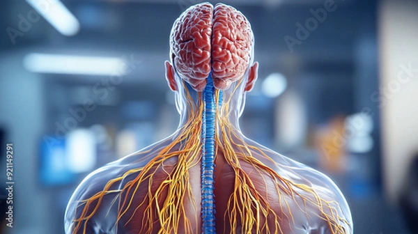 Obraz Anatomy of the human peripheral nervous system showing detailed nerves and plexuses