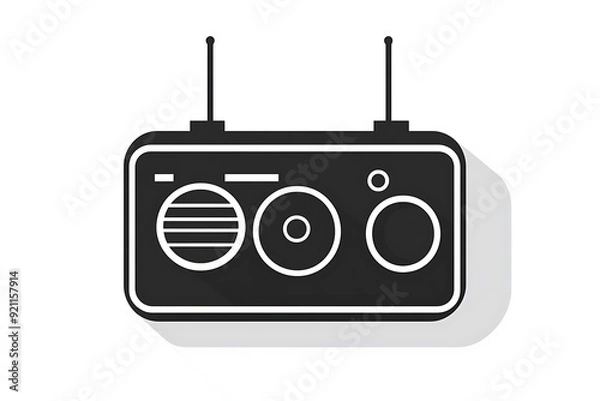 Obraz Minimalistic Round Radio Icon in Black and White for Graphic Design Projects