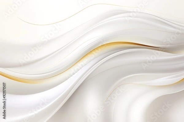 Fototapeta Abstract white and gold wavy background.