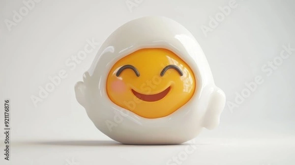 Fototapeta Smiling Egg Emoji 3D Render