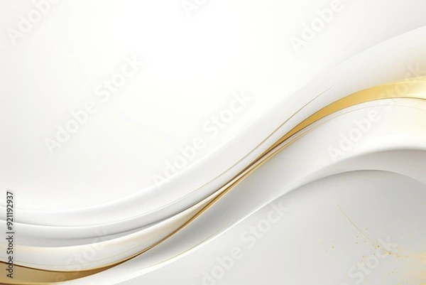 Fototapeta Abstract white and gold wavy background with subtle shimmer.