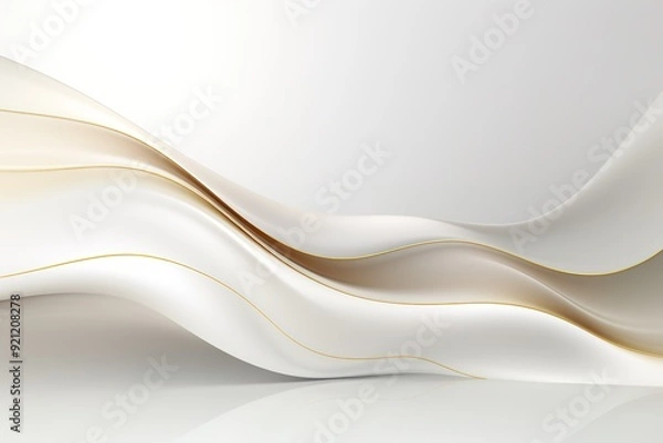 Fototapeta Abstract white wave with golden lines.