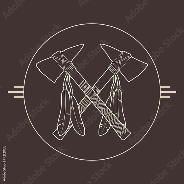 Obraz Native American CrossedTomahawks