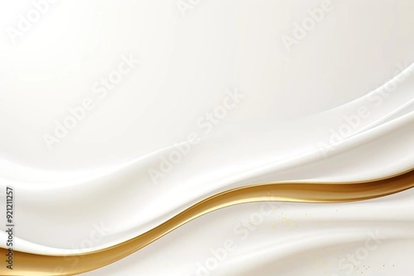Fototapeta White and gold abstract background with a wavy shape.