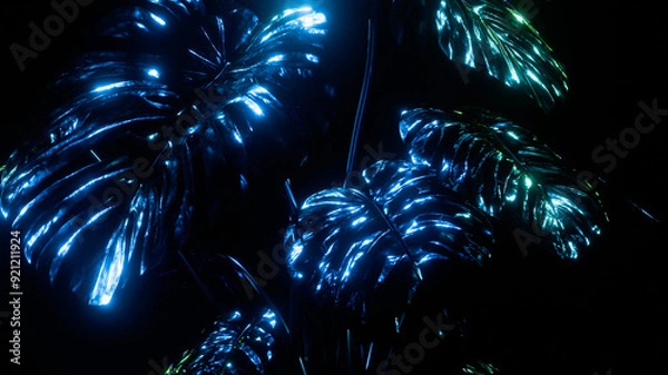 Obraz omega flora ii: cyan breeze [metallic art life]