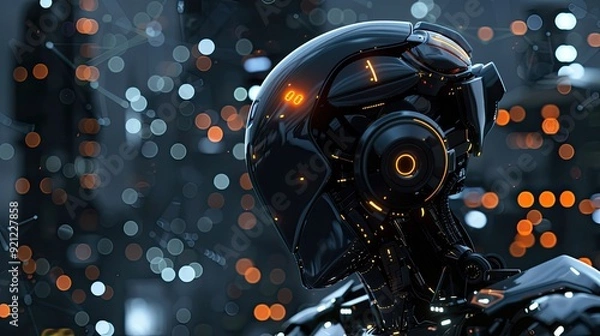 Fototapeta Futuristic Robot with Glowing Lights