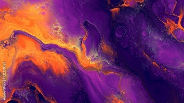 Obraz purple and orange color play, dynamic color composition, bold abstract painting, color texture art, colorful modern artwork, expressive abstract painting