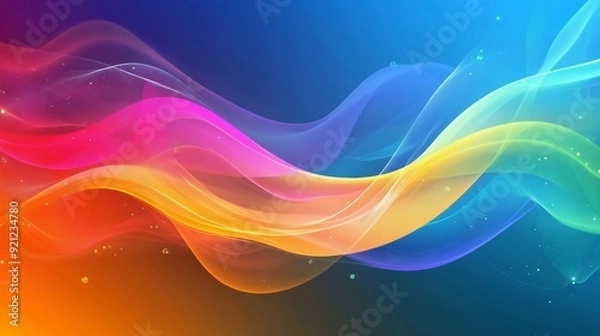 Obraz colorful wave wallpaper, dynamic wave art, modern abstract waves, colorful wave flow, abstract digital wave, fluid motion background, colorful curve design, abstract vibrant waves