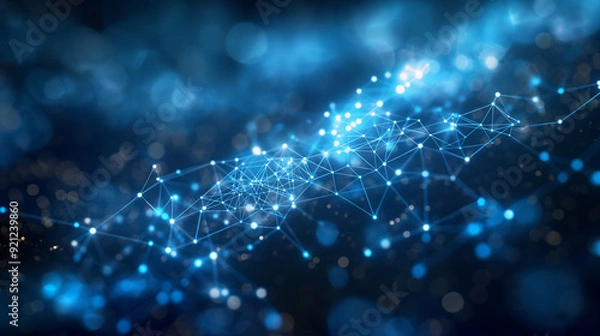 Fototapeta A blue wave with many small dots in it