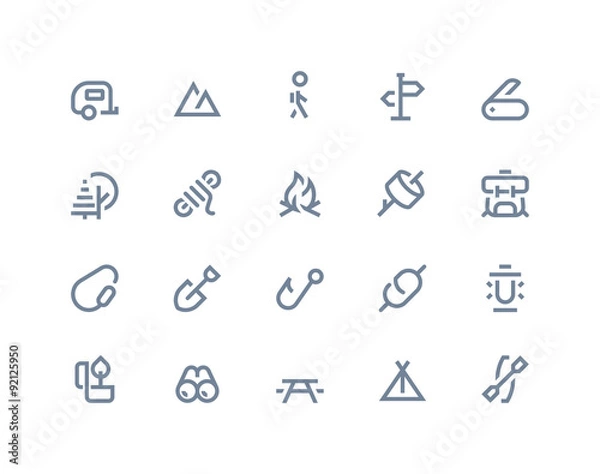Obraz Camping icons. Line series