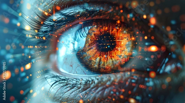 Fototapeta Digital Eye Closeup Illustration