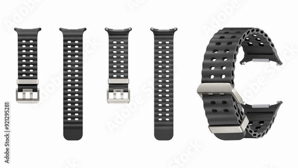 Fototapeta Closeup of smartwatch bands, isolated on white background.